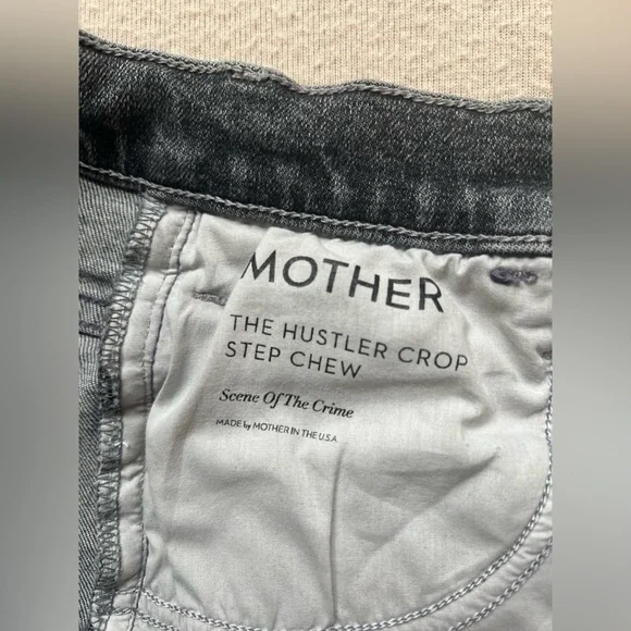 Mother Hustler Crop Step Chew Jeans Sz 27 Scene of the Crime Black Denim - Picture 7 of 14